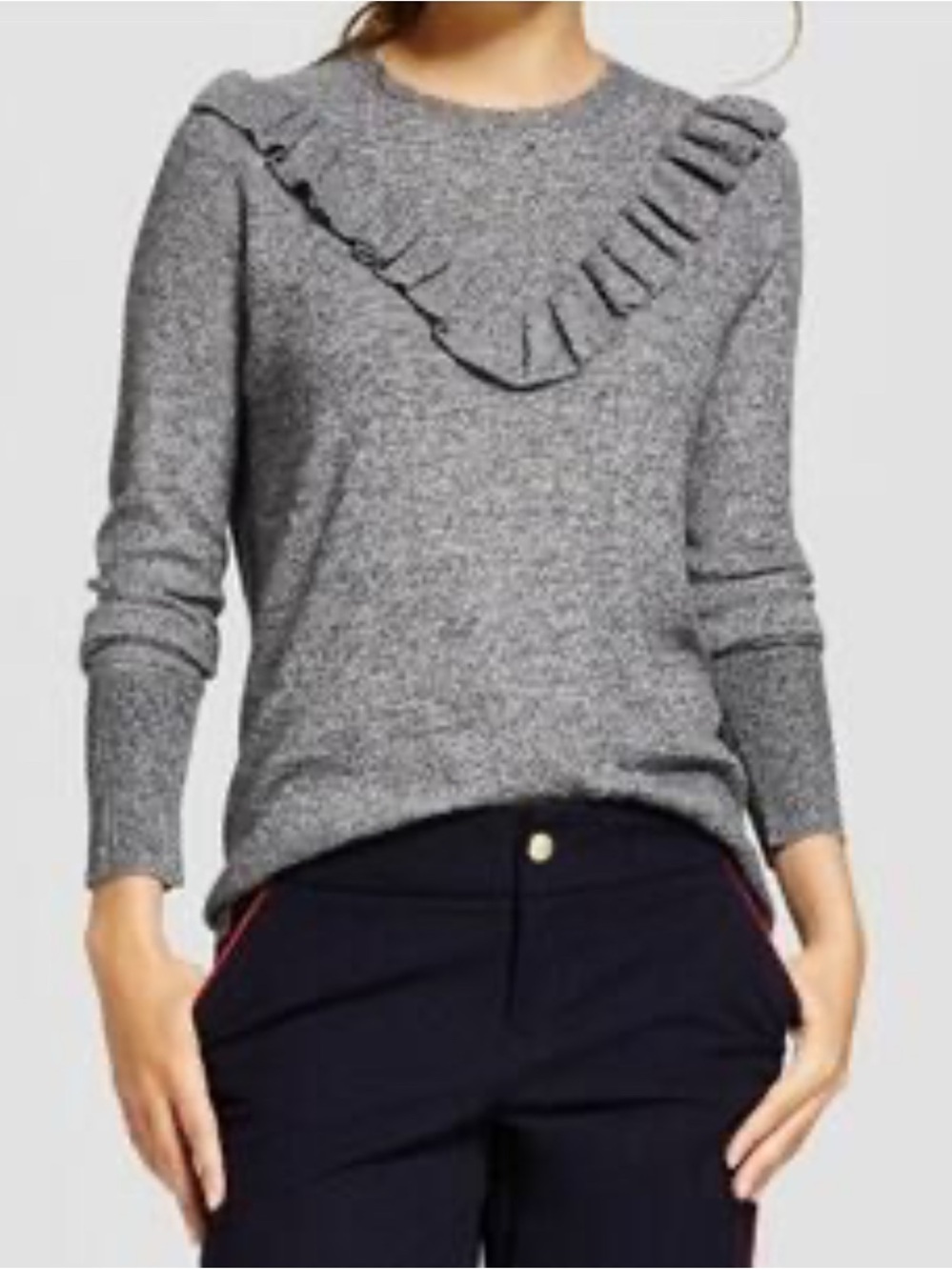 A New Day Gray Ruffle Any Day Pullover